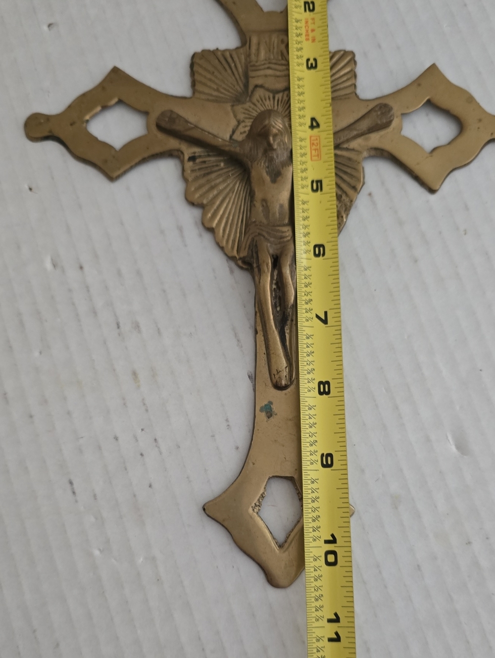 Vintage Solid Brass Crucifix Cross Wall Hanging From India - Picture 14 of 16